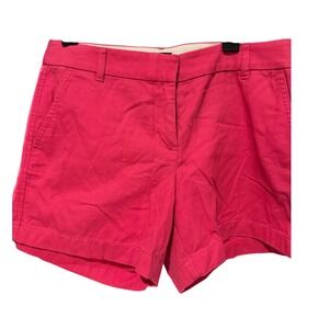 J.Crew Womens Chino Shorts Bright Pink Cotton Twill Mid Rise Size 8
